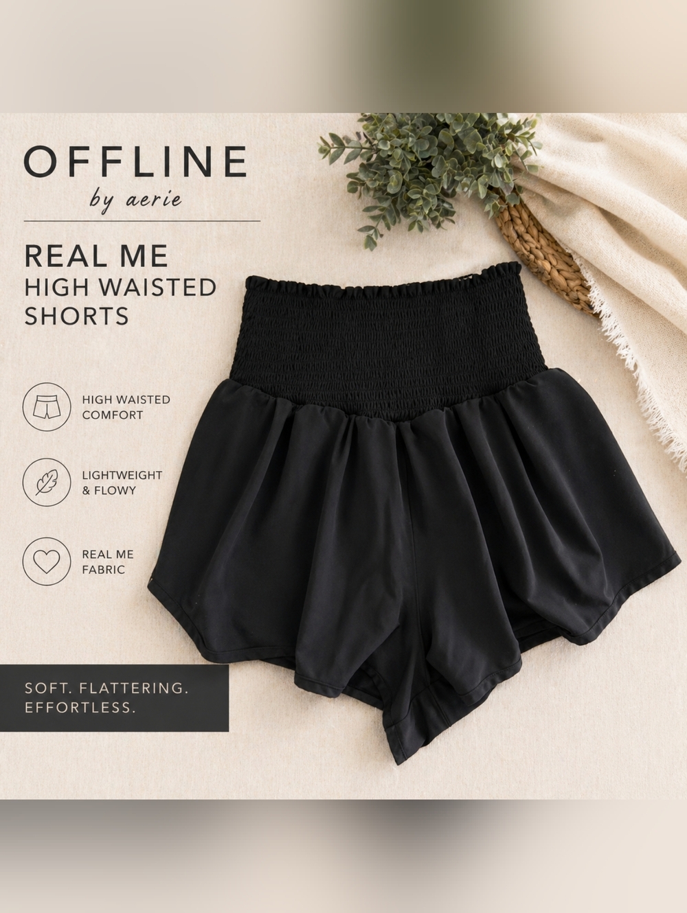 OFFLINE by Aerie Real Me High Waisted Shorts | Black | Flowy Fit